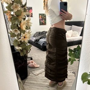 long brown cottage core skirt